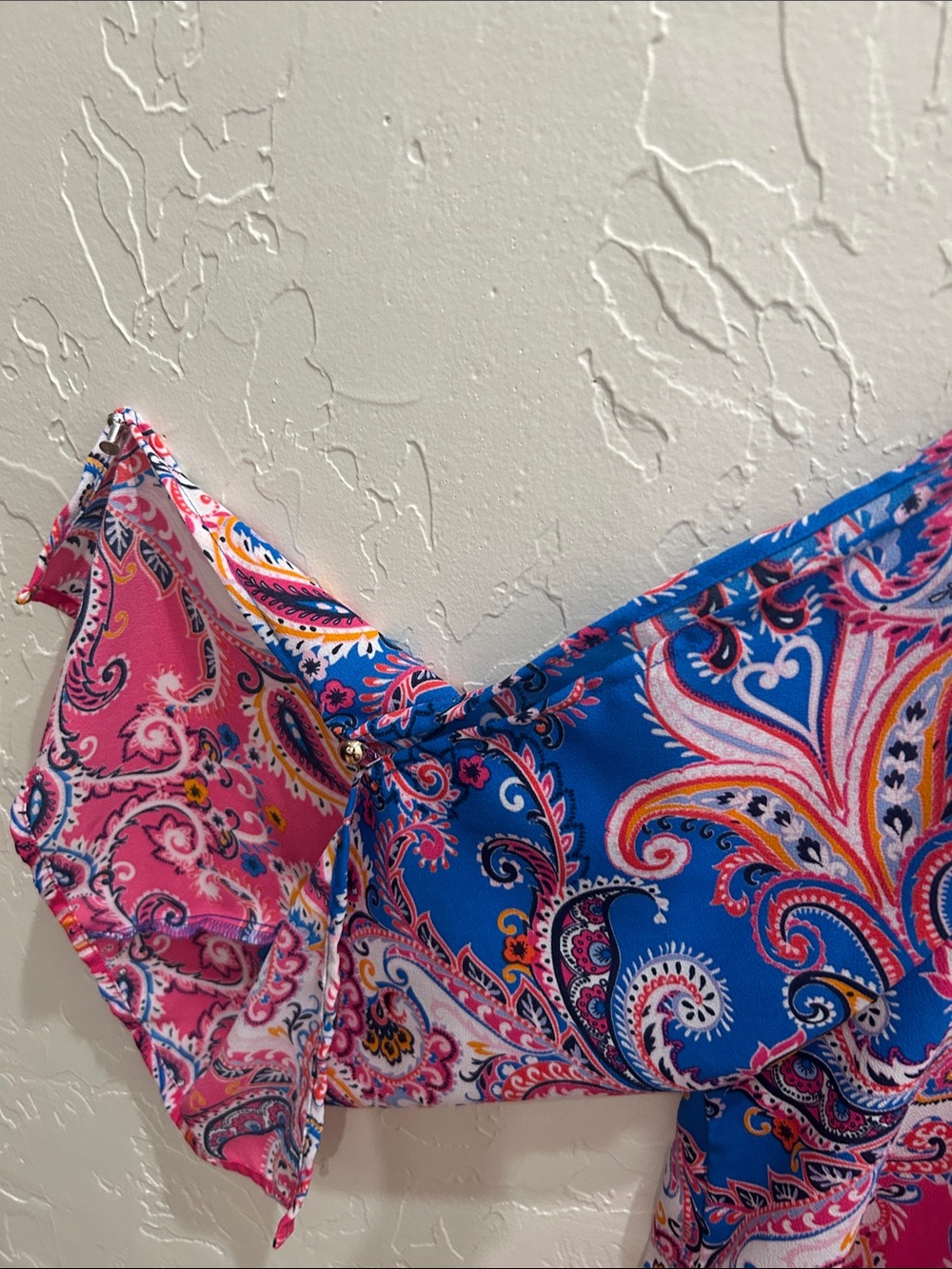Ruby Rd. Pink & Blue Paisley Boatneck Blouse - Picture 3 of 5